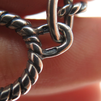 925 Sterling Silver Vintage Cable Link Oxidized Bracelet 7.25"