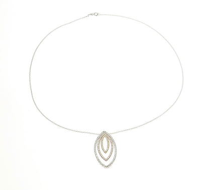 925 Sterling Silver 3-Tone Round-Cut C Z Cable Chain Necklace 18"
