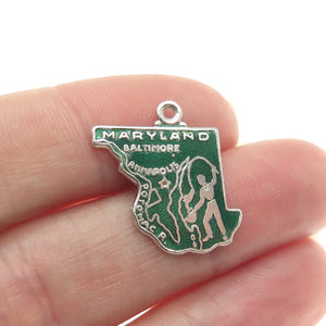 ART'S ELEGANCE 925 Sterling Silver Vintage Enamel Maryland Charm Pendant
