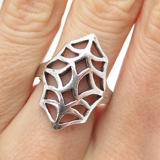 925 Sterling Silver Vintage Modernist Ornate Ring Size 8