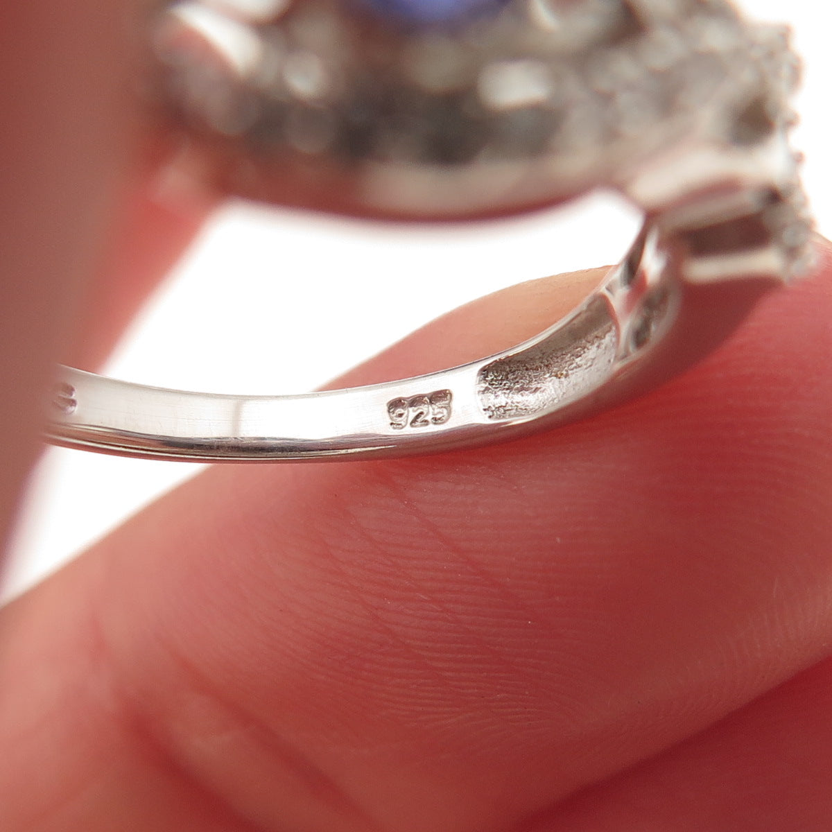 Chuck Clemency 925 Sterling Silver Real Tanzanite & White Topaz Ring Size 8.25