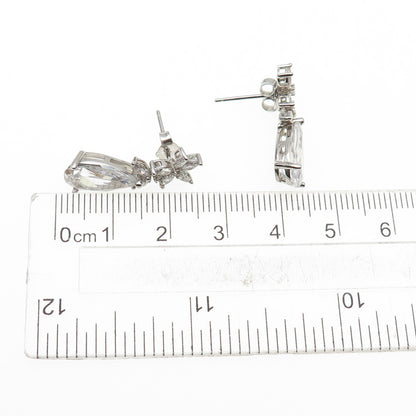 925 Sterling Silver Pear Marquise & Round-Cut C Z Dangle Earrings