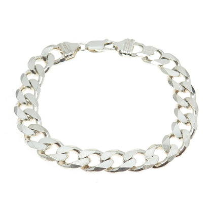 925 Sterling Silver Vintage Italy Cuban Link Bracelet 8.75"