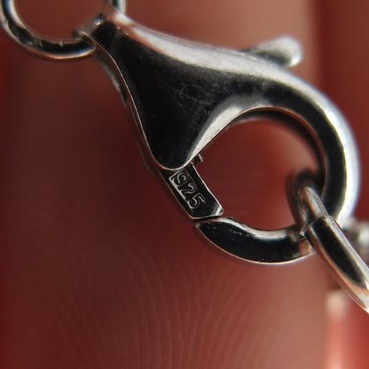 925 Sterling Silver 2-Tone Vintage Modernist Teardrop Double Chain Necklace 16"