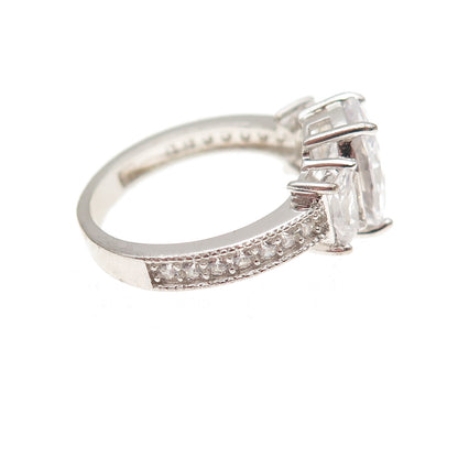 925 Sterling Silver C Z Engagement Ring Size 5.5