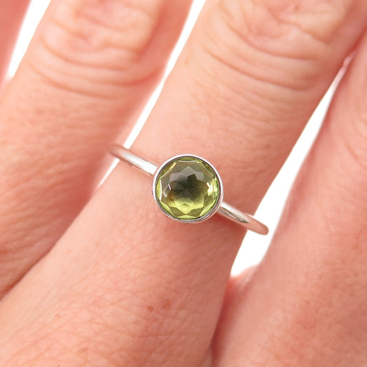 Pandora 925 Sterling Silver Real Peridot August Birthstone Droplet Ring Size 6