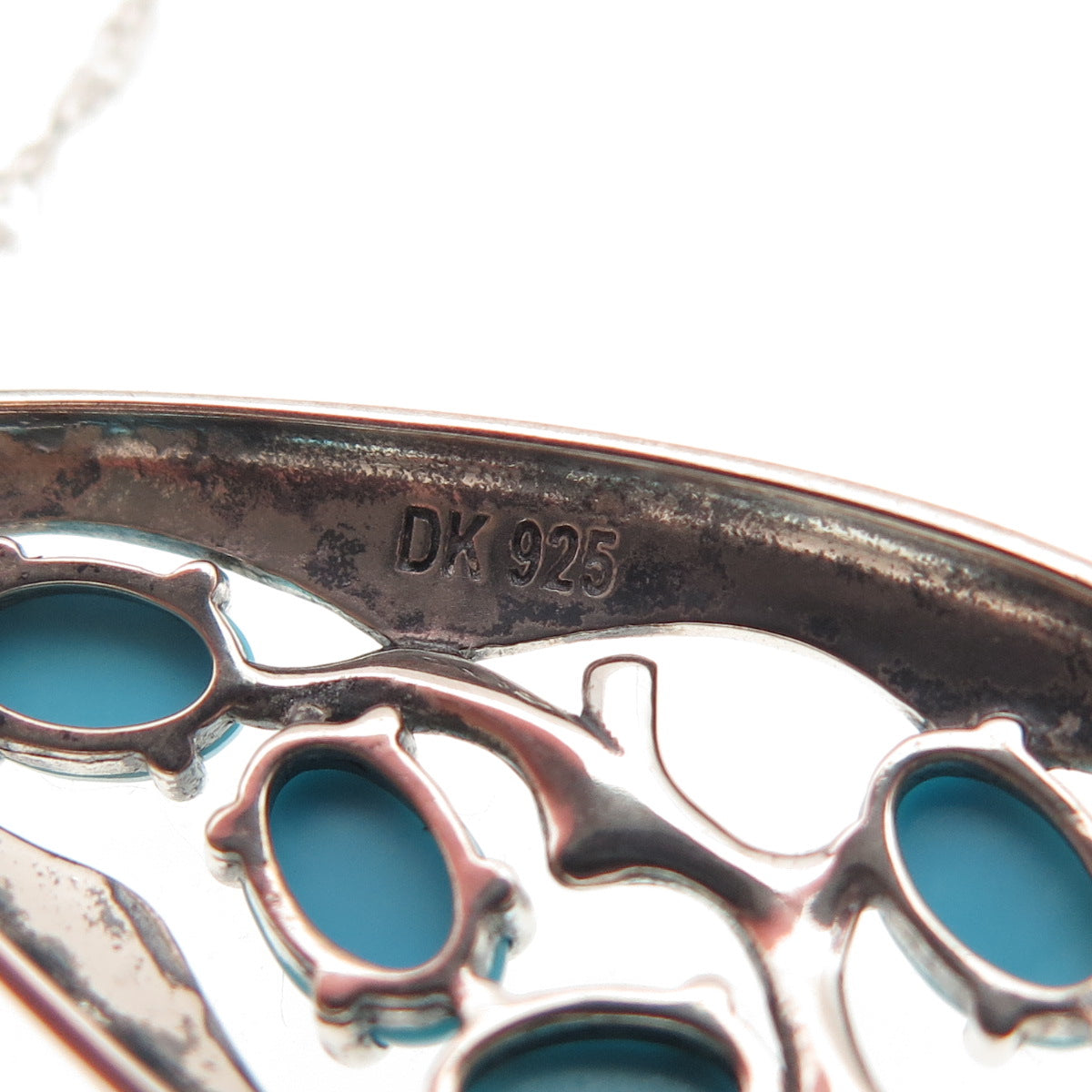 925 Sterling Real Sleeping Beauty Turquoise Singapore Chain Necklace 18-20"