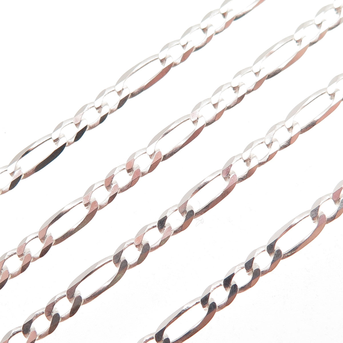 P. Lux 925 Sterling Silver Vintage Italy Figaro Chain Necklace 20"