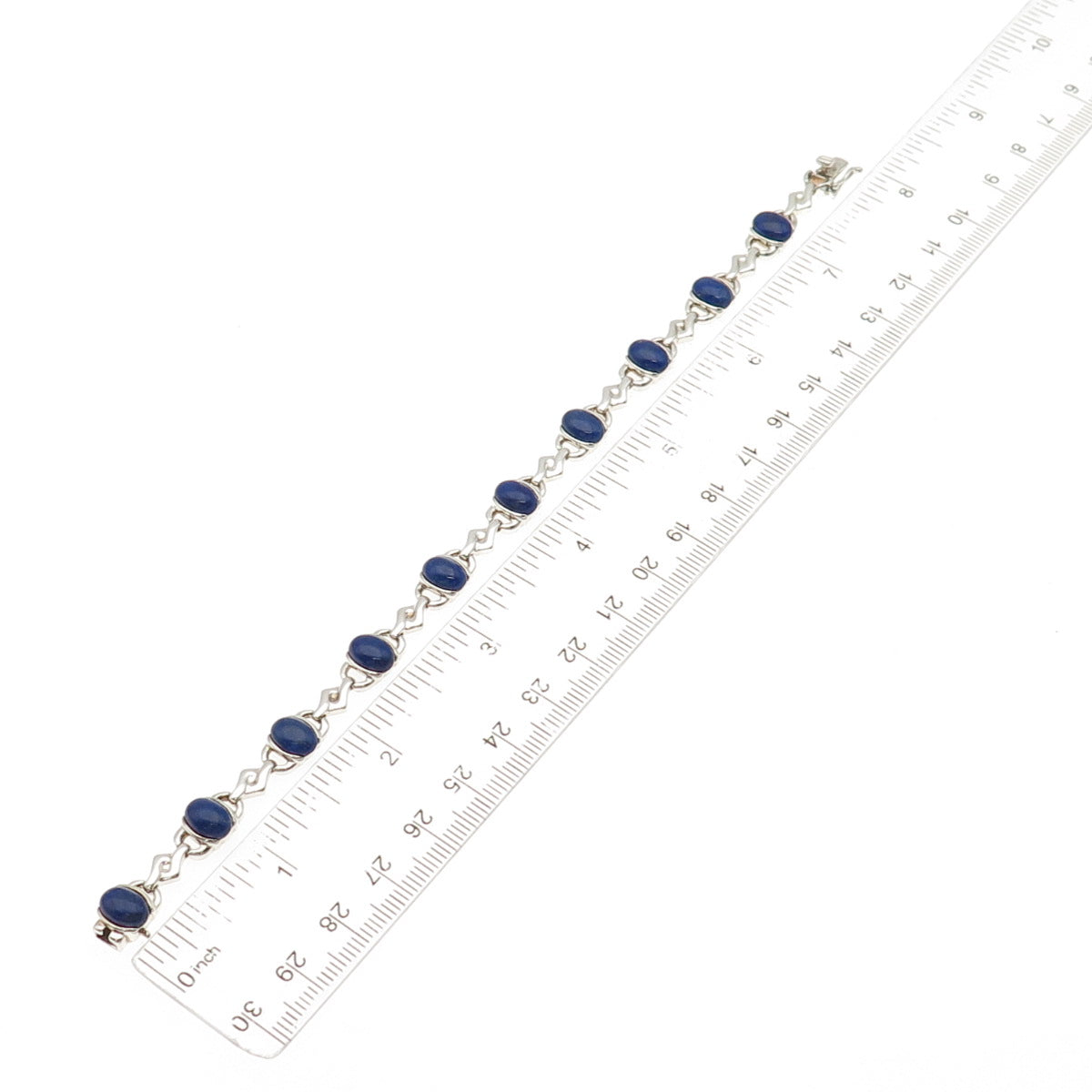Michelle Albala 925 Sterling Silver Vintage Real Lapis Anchor Link Bracelet 7.5"