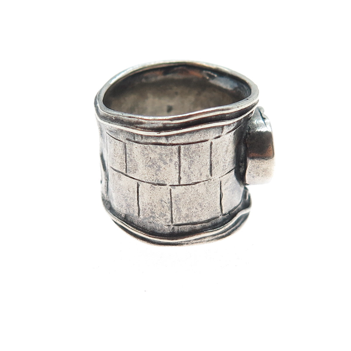 925 Sterling Silver Vintage Real Opal Modernist Oxidized Ring Size 6.25