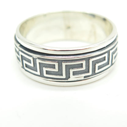 950 Silver Vintage Greek Maze Rotating Band Ring Size 12