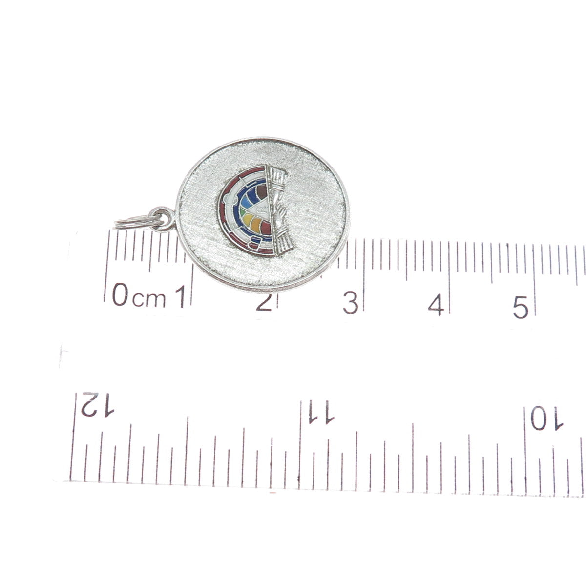 WELLS 925 Sterling Silver Vintage Enamel Masonic Youth Group Charm Pendant
