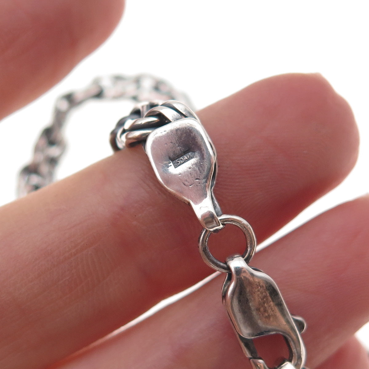 875 Silver Vintage Bismark Oxidized Chain Necklace 24"