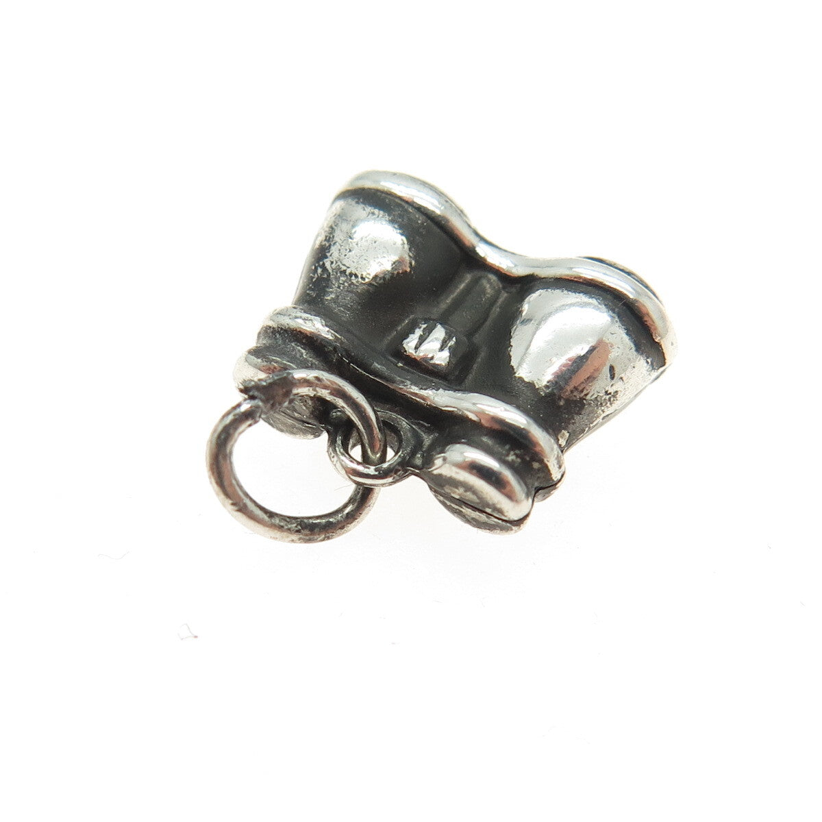 925 Sterling Silver Antique Art Deco Binocular Oxidized Minimalist Charm Pendant