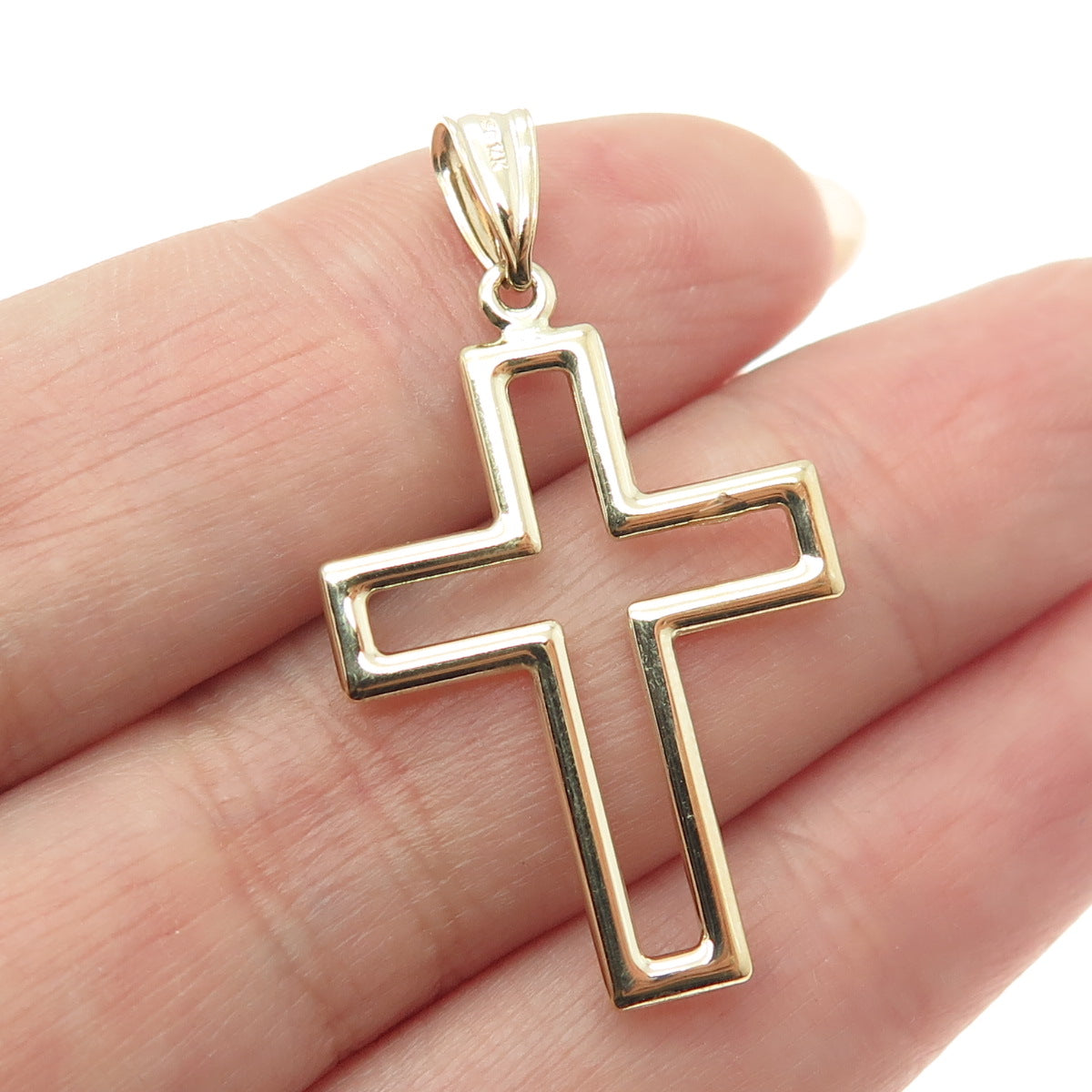 14K Yellow Gold Open Cross Religious Charm Pendant