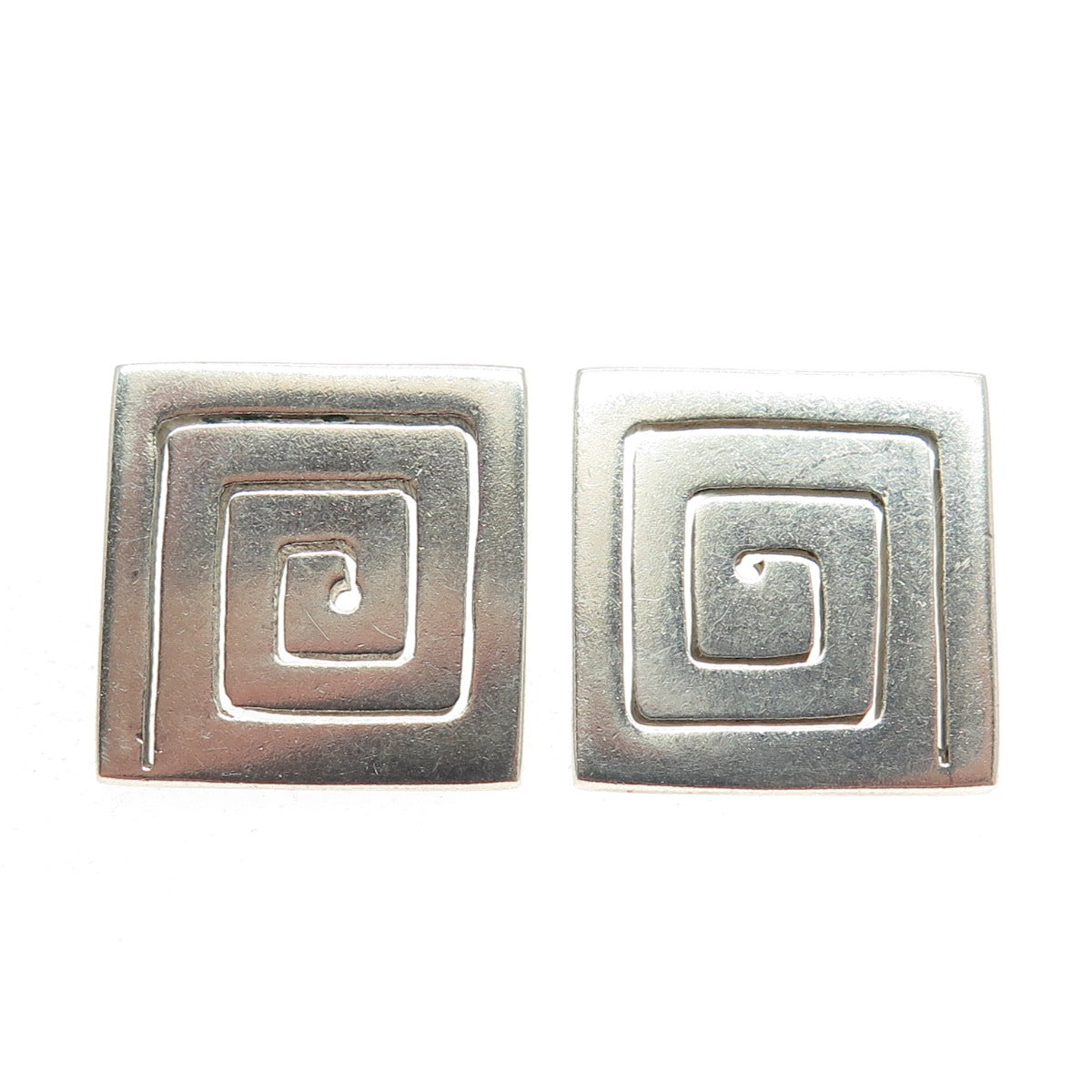 925 Sterling Silver Vintage Modernist Greek Maze Earrings