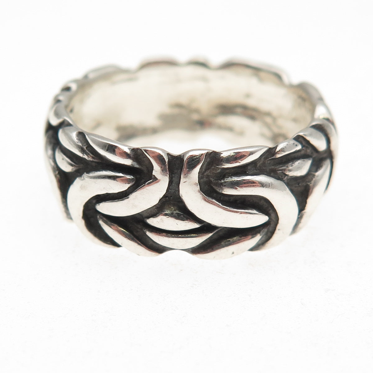 925 Sterling Silver Vintage Byzantine Oxidized Band Ring Size 11.75