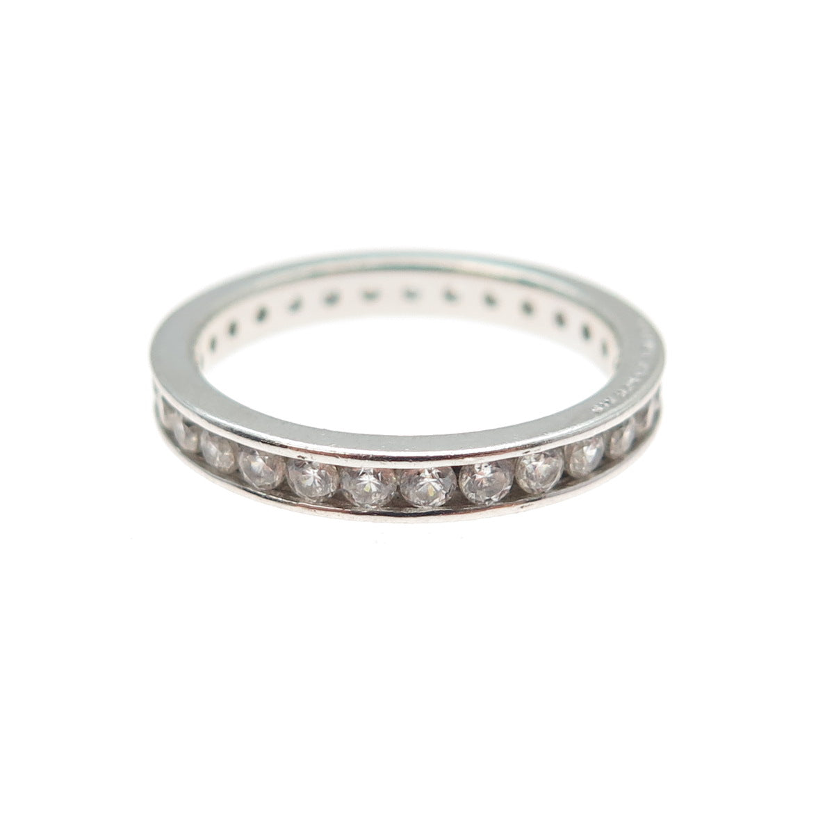 925 Sterling Silver Round-Cut C Z All Around Eternity Band Ring Size 6.25
