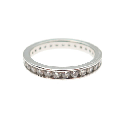 925 Sterling Silver Round-Cut C Z All Around Eternity Band Ring Size 6.25