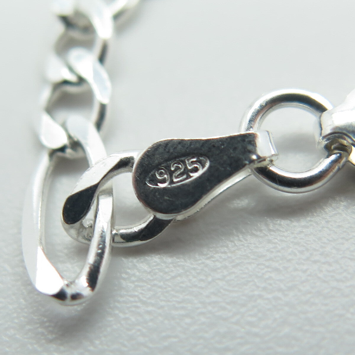 HAN 925 Sterling Silver Italy Figaro Link Bracelet 7.25"