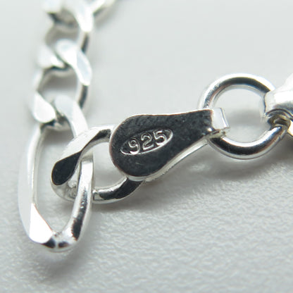 HAN 925 Sterling Silver Italy Figaro Link Bracelet 7.25"