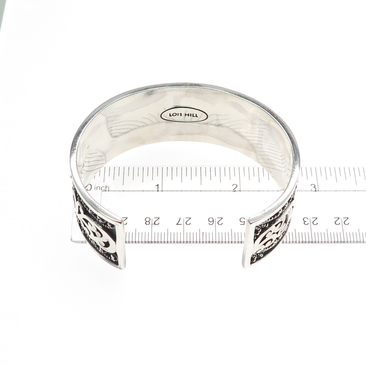 LOIS HILL 925 Sterling Silver Vintage Granulated Scroll Adjustable Bracelet 7.5"
