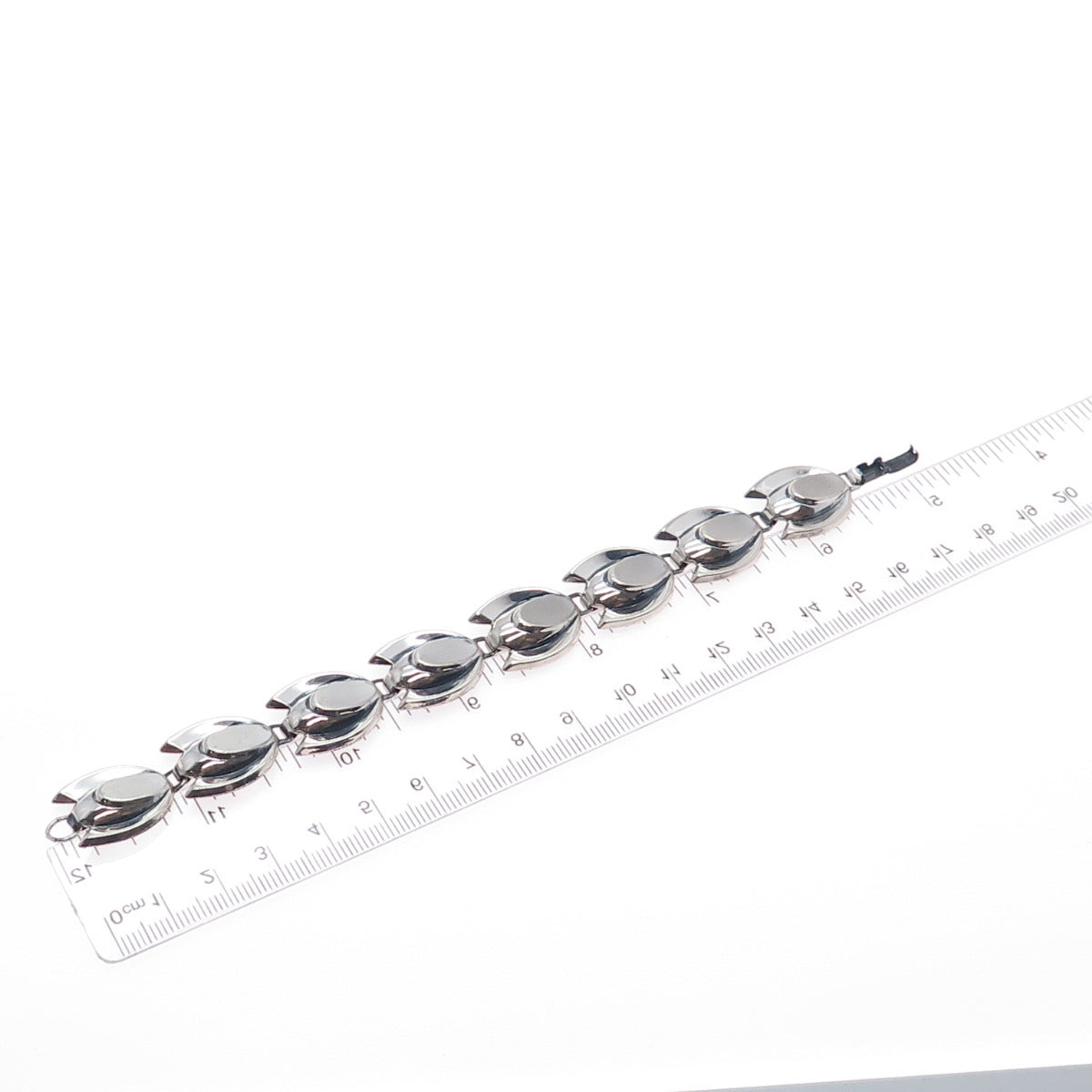 RENOIR SAUTEUR 925 Sterling Vintage Modernist Tulip Flower Link Bracelet 6.75"
