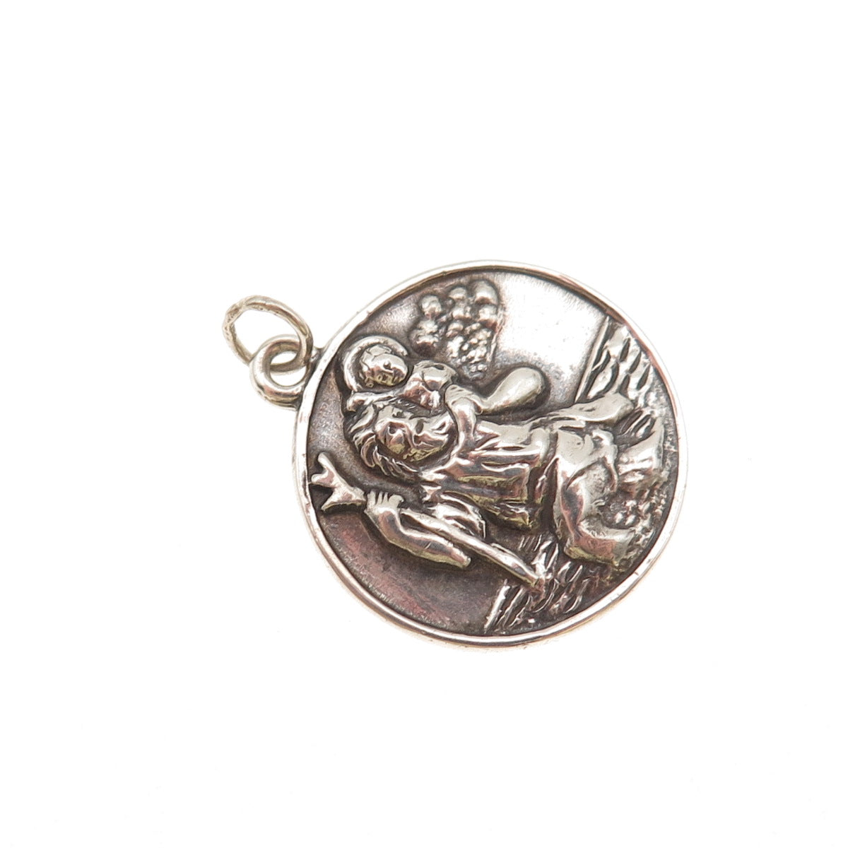Hayward 925 Sterling Silver Antique Art Deco St. Christopher Charm Pendant