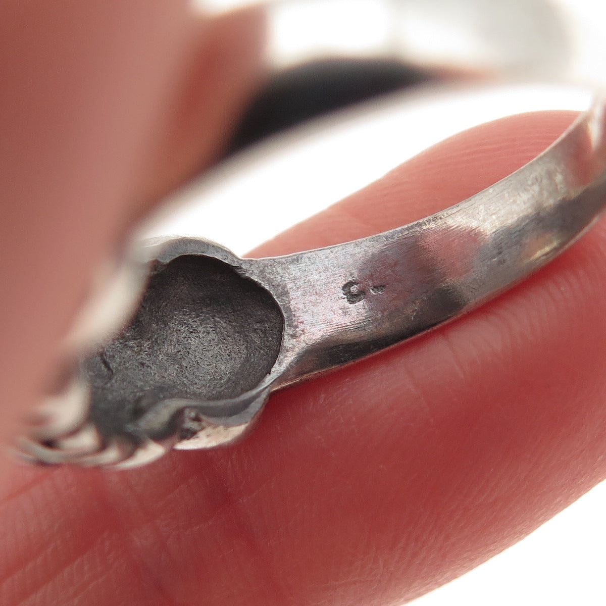 925 Sterling Silver Vintage Real Citrine Modernist Oxidized Ring Size 8