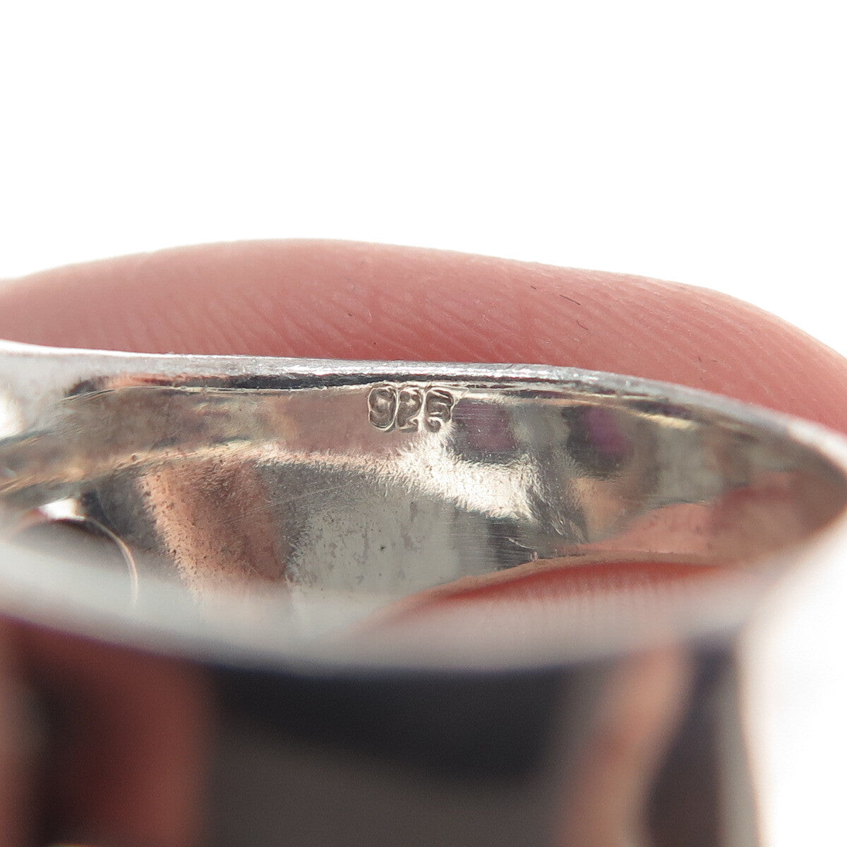 925 Sterling Silver Vintage Real Amethyst Modernist Oxidized Ring Size 8
