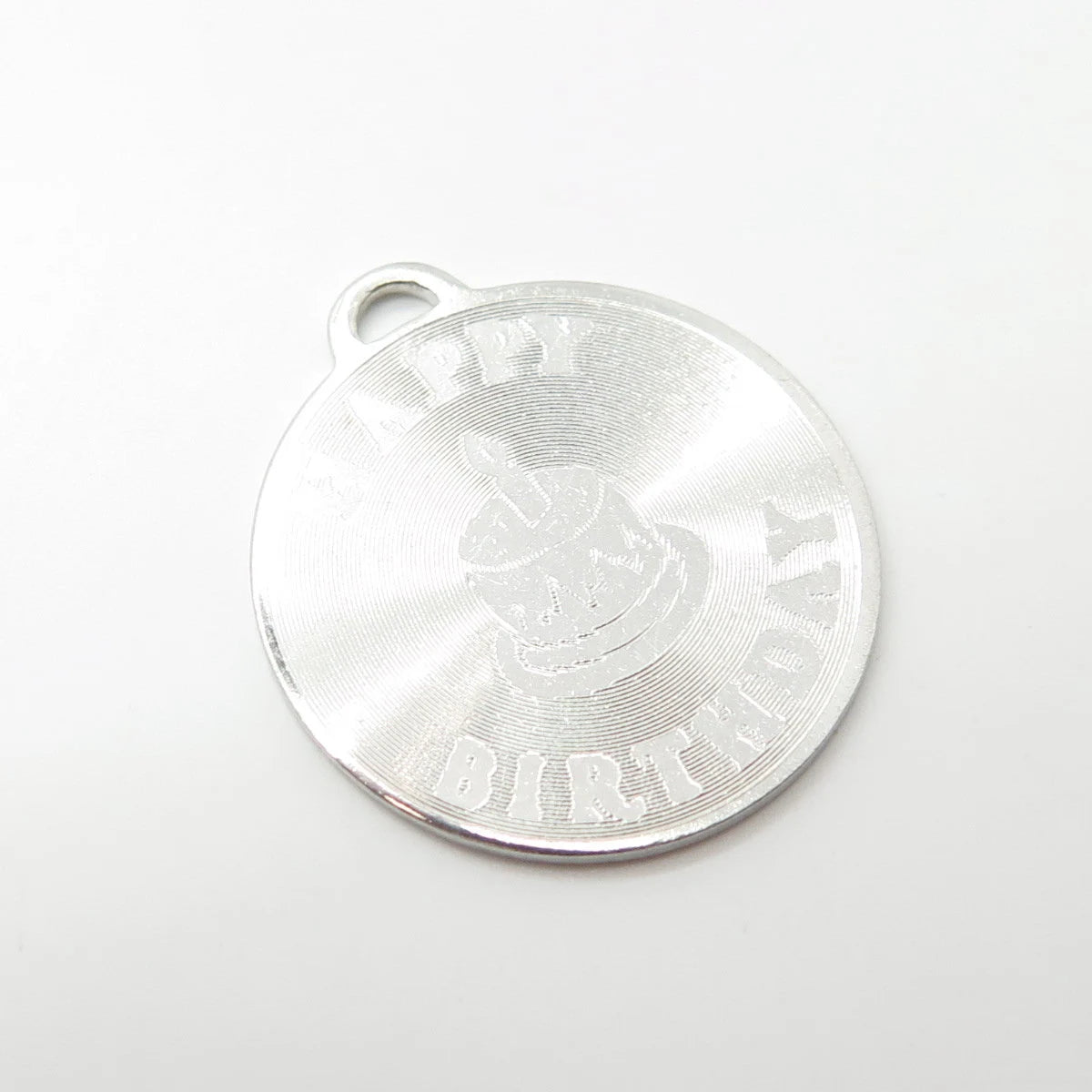 925 Sterling Silver Vintage "21 Happy Birthday" Cake Pendant