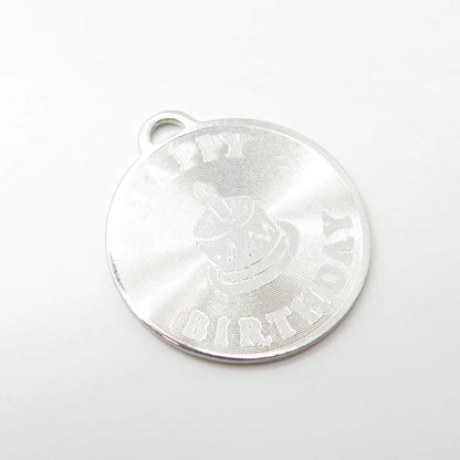 925 Sterling Silver Vintage "21 Happy Birthday" Cake Pendant