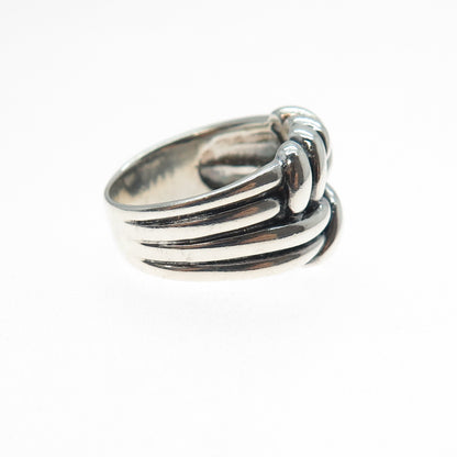 925 Sterling Silver Vintage Modernist Twisted Knot Oxidized Ring Size 6.75