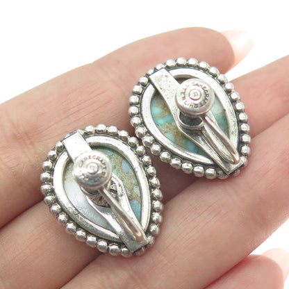 DANECRAFT Sterling Silver Antique Art Deco Faux Turquoise Screw Back Earrings