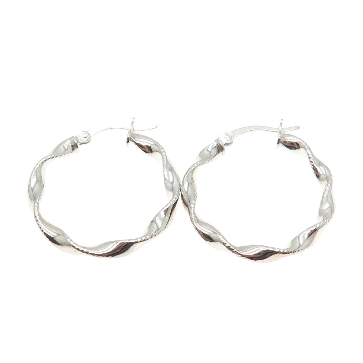 925 Sterling Silver Twisted Hinged Hoop Earrings