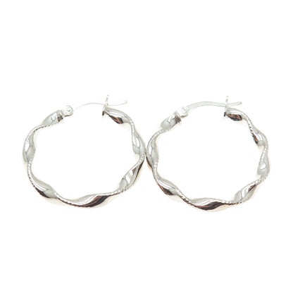 925 Sterling Silver Twisted Hinged Hoop Earrings