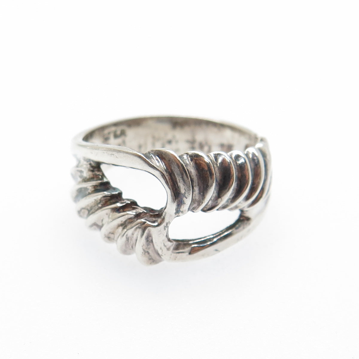 925 Sterling Silver Vintage Modernist Infinity Oxidized Ring Size 7