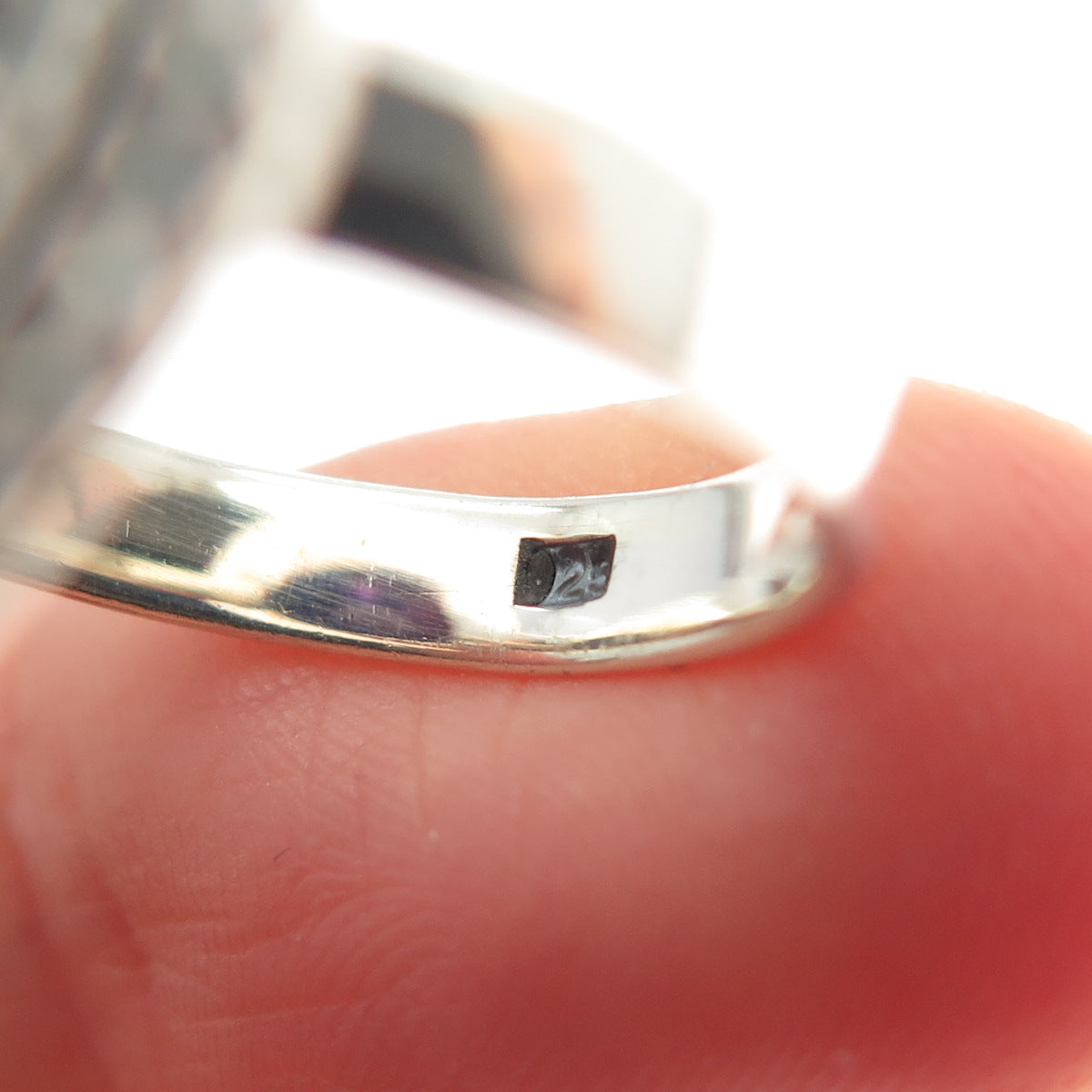 925 Sterling Silver Vintage Real Amethyst Granulated Ring Size 7.75