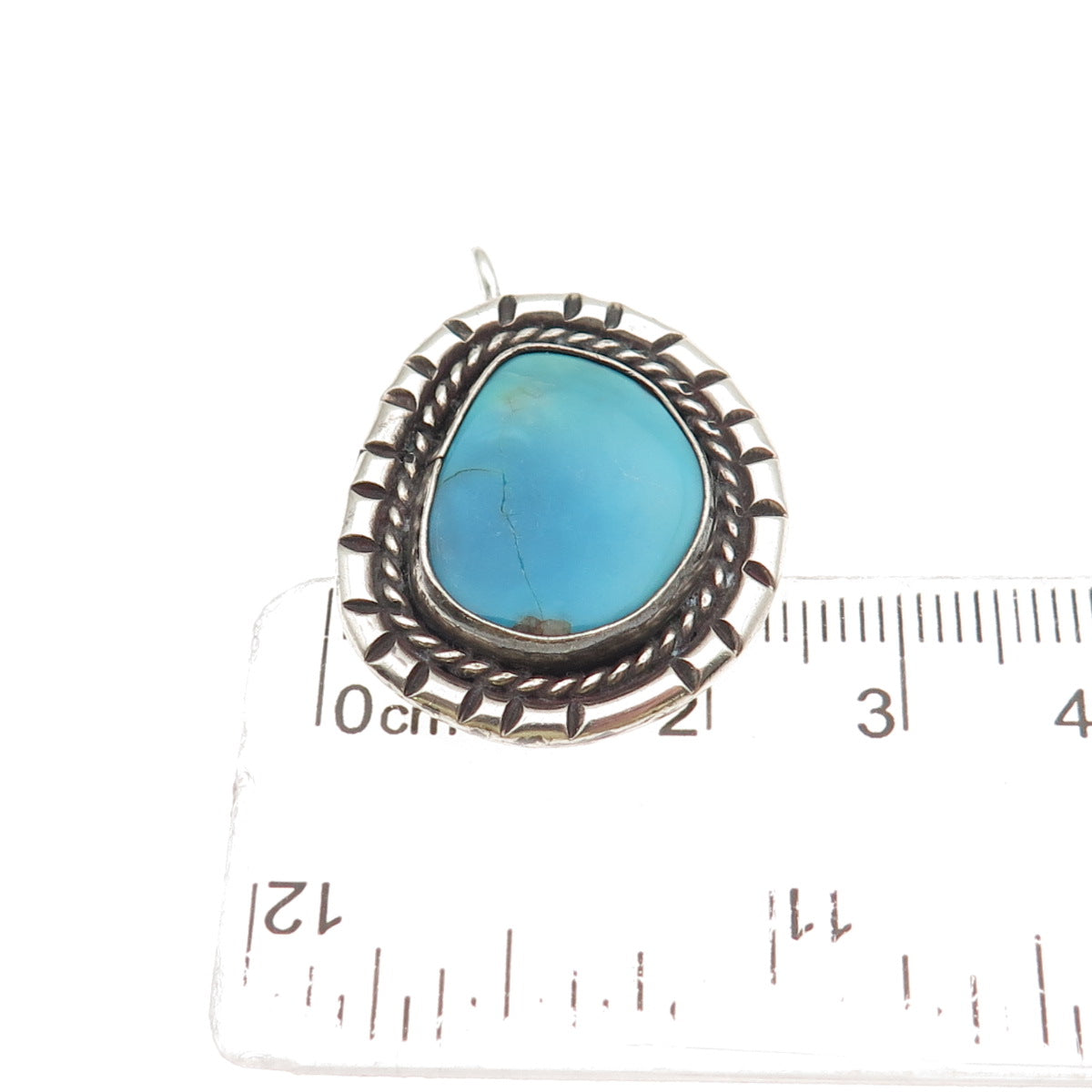 Old Pawn 925 Sterling Silver Vintage Southwestern Turquoise Tribal Charm Pendant