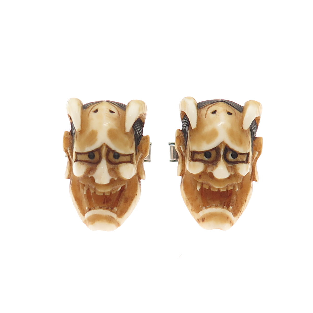 925 Sterling Silver Vintage Japanese Hannya Mask Cufflinks