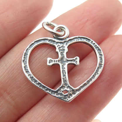 LISA LEE CREATIONS 925 Sterling Silver Vintage Cross & Heart Charm Pendant