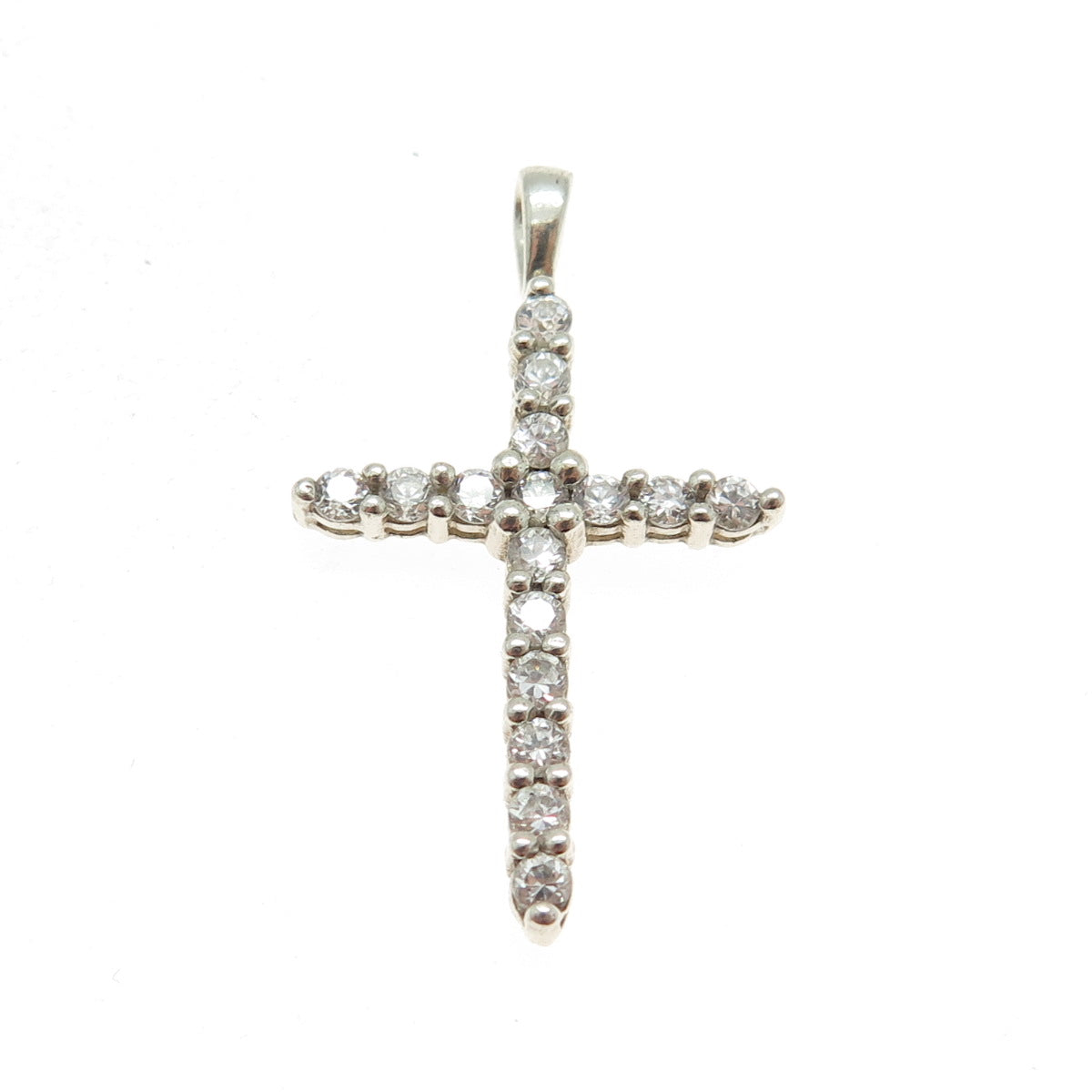 925 Sterling Silver Round-Cut Shaped C Z Cross Pendant