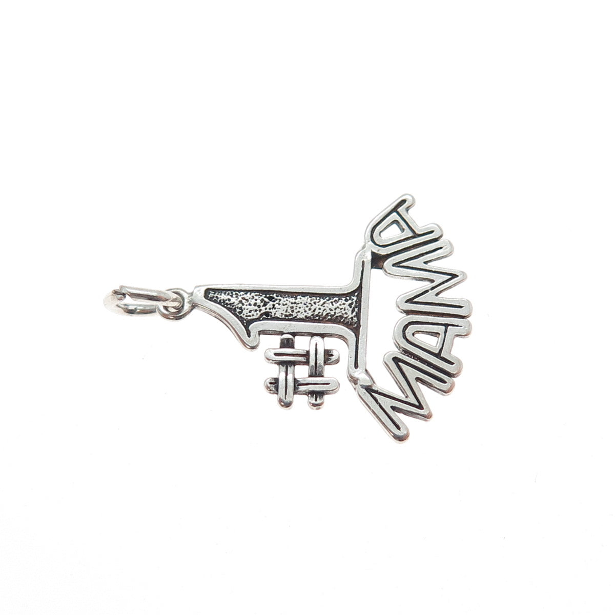 925 Sterling Silver Vintage 1980 #1 Mama Oxidized Minimalist Charm Pendant