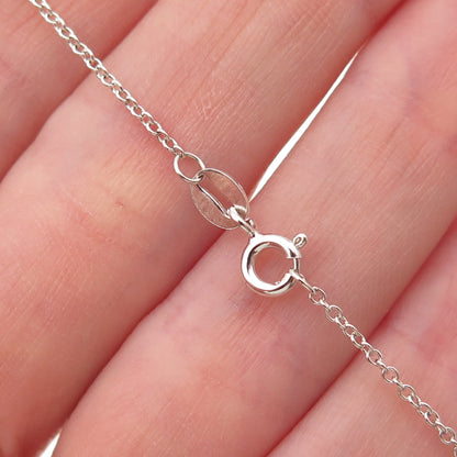 925 Sterling Silver Blue Enamel Star Round Tag Cable Chain Necklace 18"