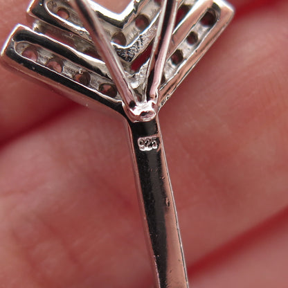 925 Sterling Silver Pink & White C Z Heart Arrow Slide Charm Pendant