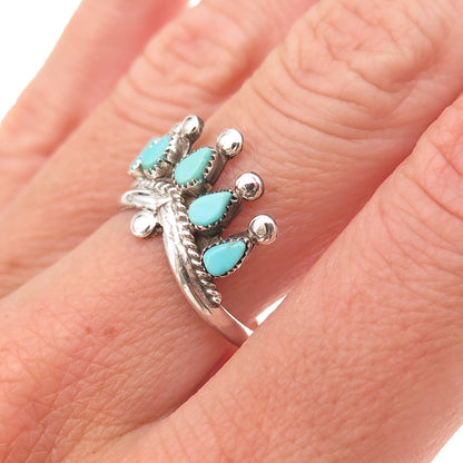 Old Pawn 925 Sterling Silver Vintage Southwestern Turquoise Crown Ring Size 7.25