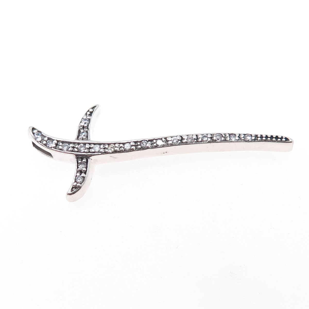 925 Sterling Silver Round-Cut C Z Cross Sword Slide Pendant