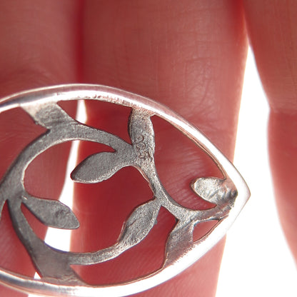 925 Sterling Silver Vintage Floral Dangle Earrings