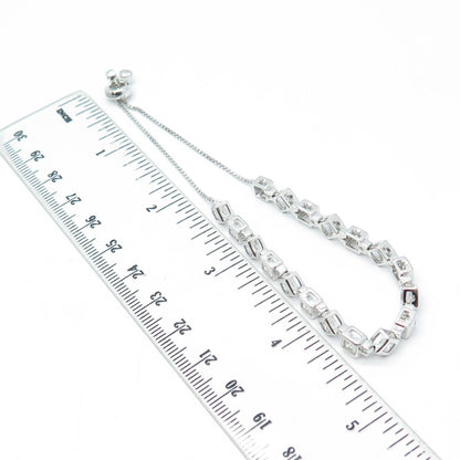 HAN 925 Sterling Silver C Z Tennis Box Link Bracelet 8.75"