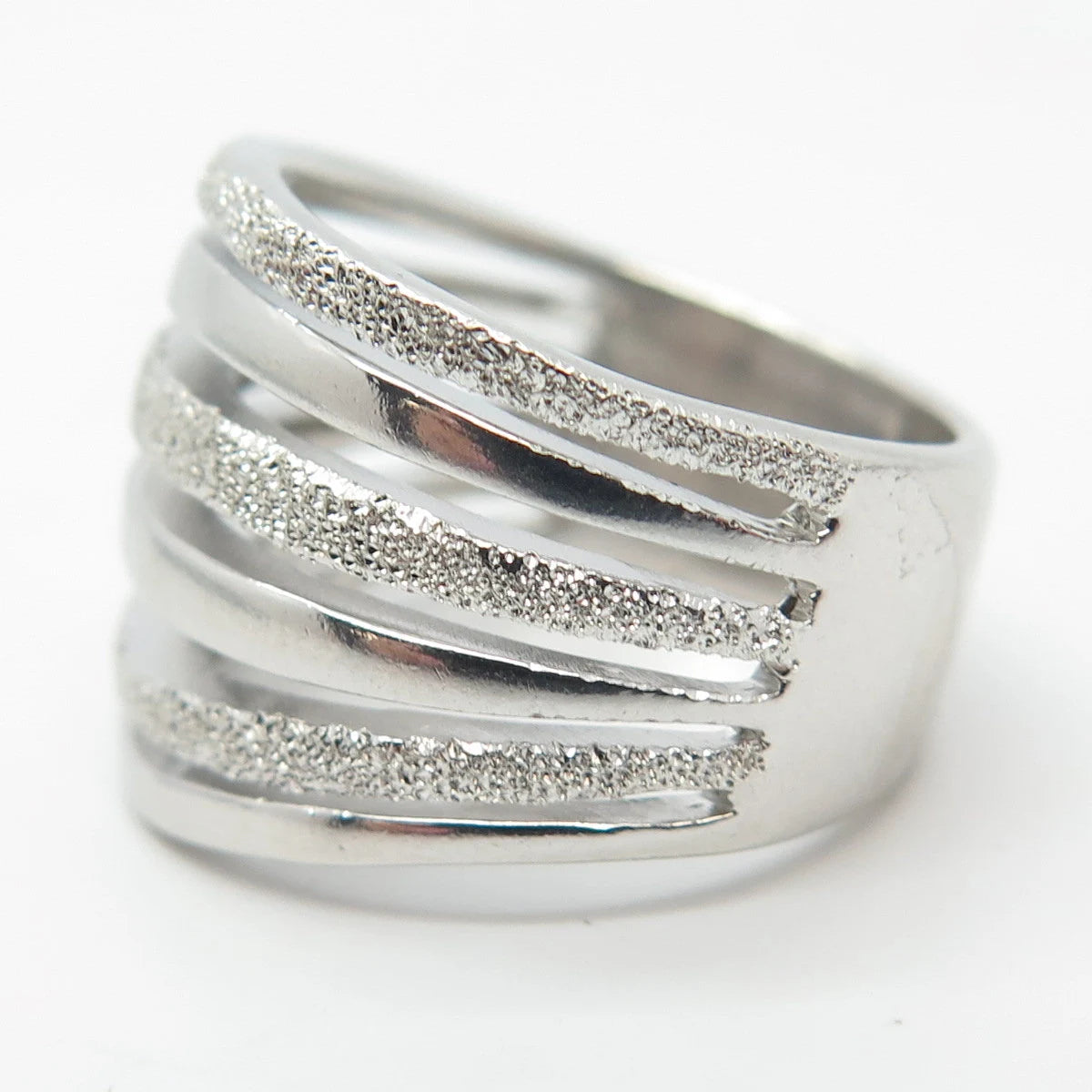 925 Sterling Silver Vintage RCI Multi-Bar Ring Size 6.5